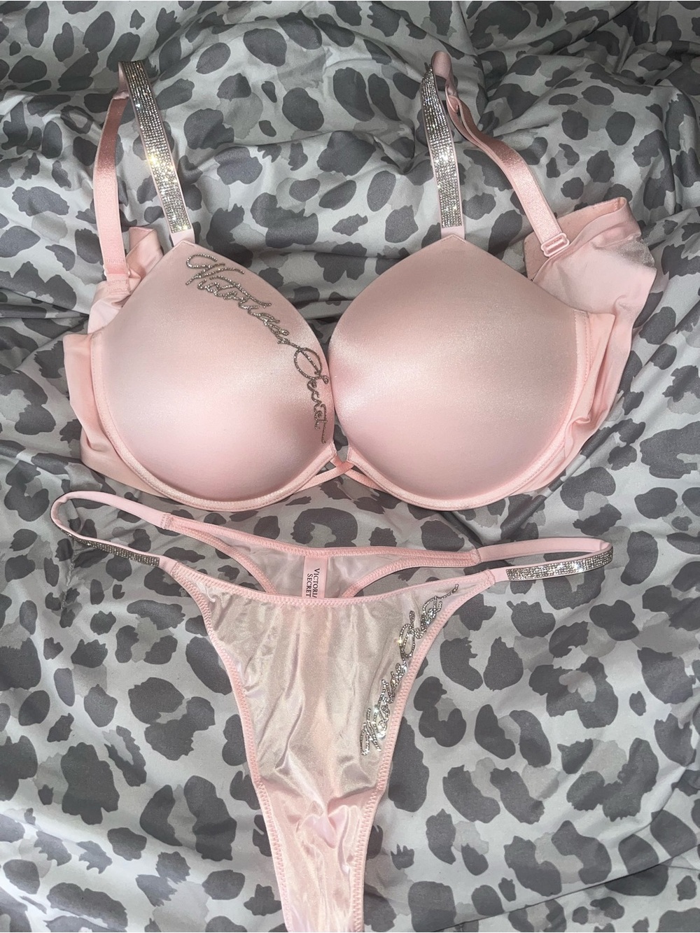Victoria’s Secret Shine Script Push Up Bra & Thong Set